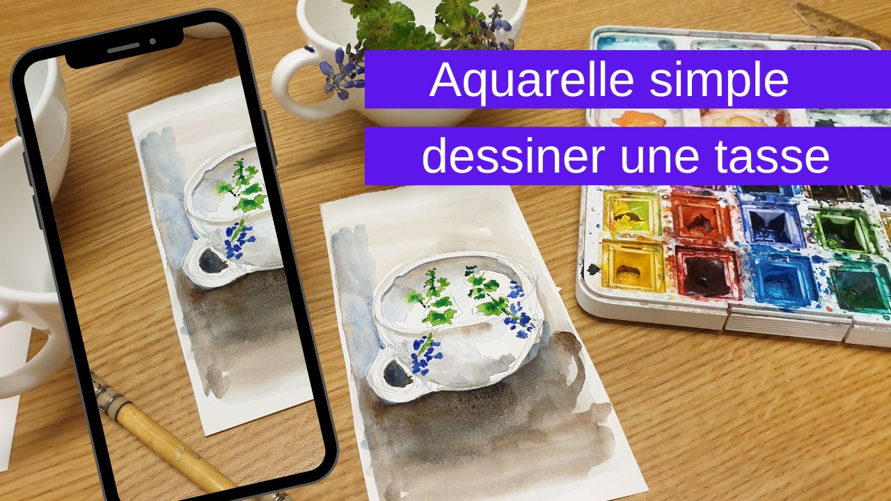 aquarelle simple dessiner une tasse