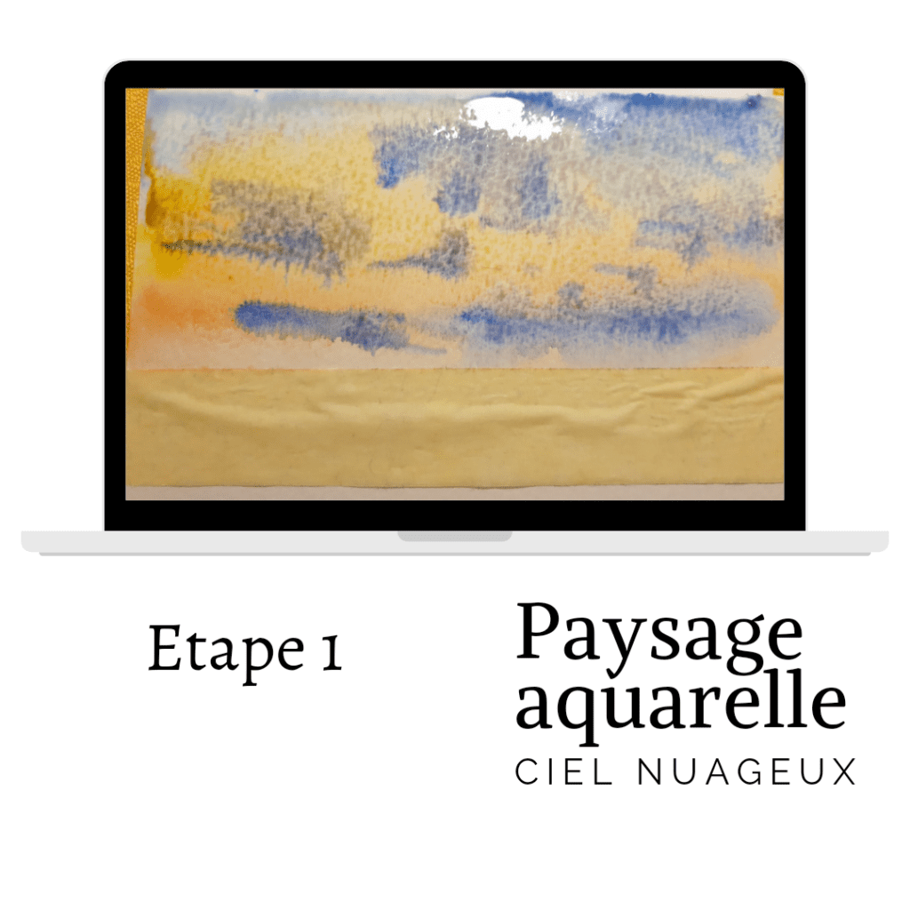 Aquarelle ciel nuageux étape 1 