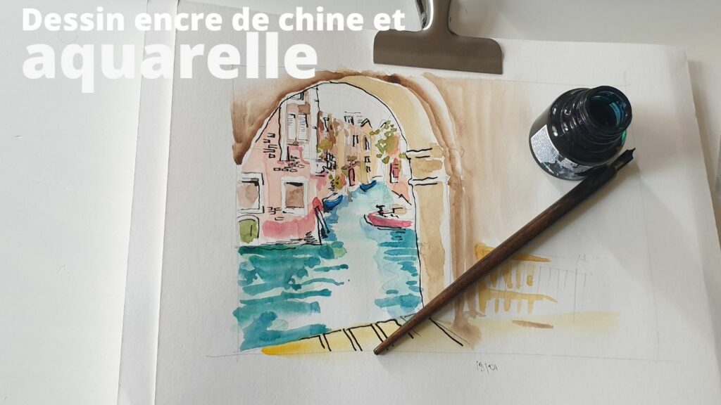 peinture aquarelle et encre de chine