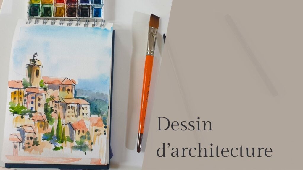 Dessin architecture encre aquarelle speed painting