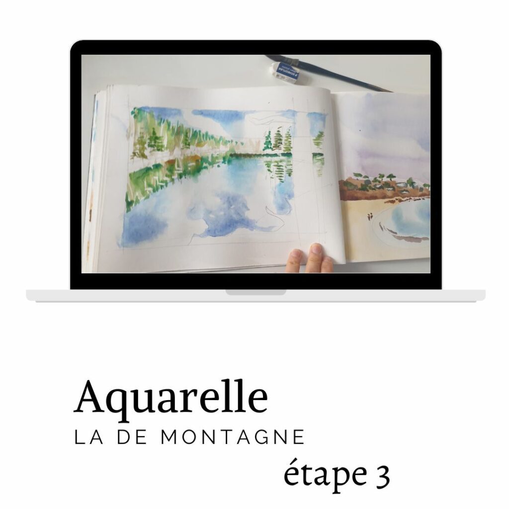 aquarelle lac de montagne