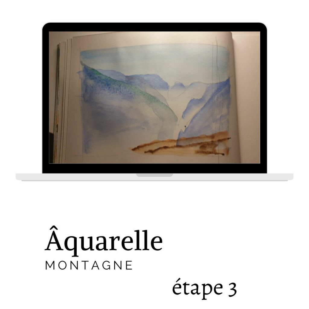 paysage montagne aquarelle étape 3