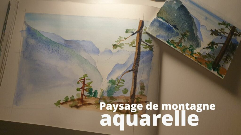 paysage montagne aquarelle