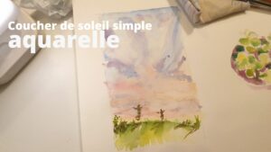 coucher de soleil aquarelle simple