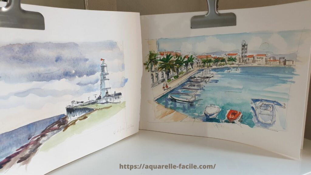 aquarelle port en Croatie