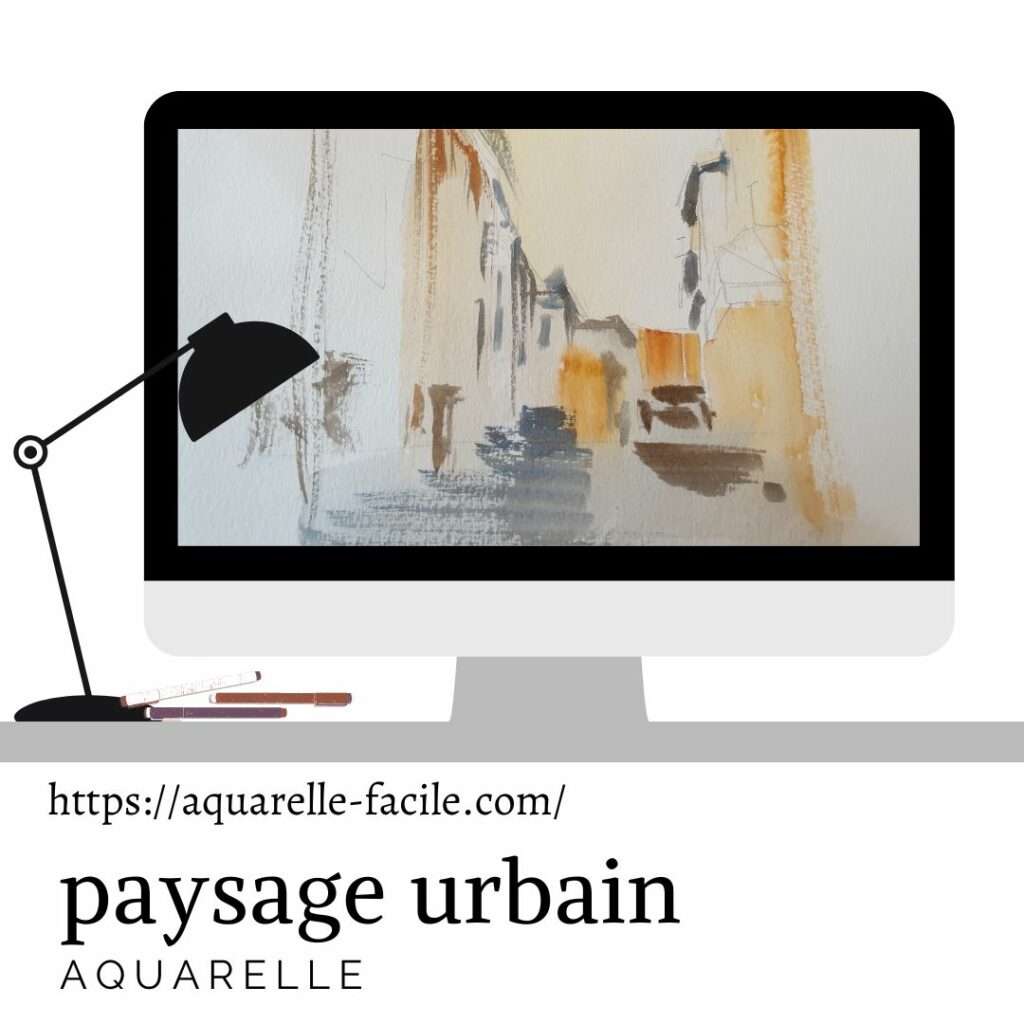  paysage urbain aquarelle