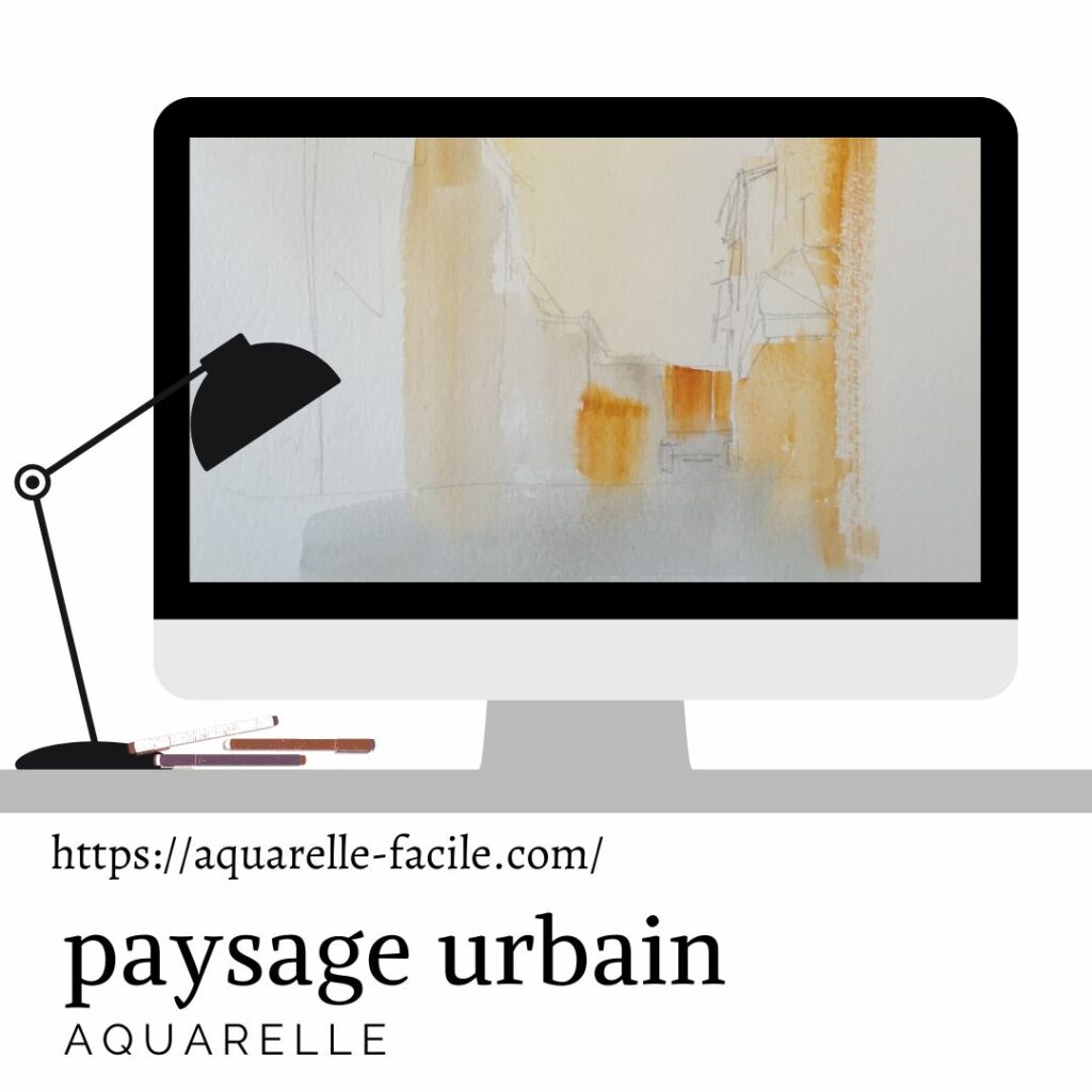  paysage urbain aquarelle