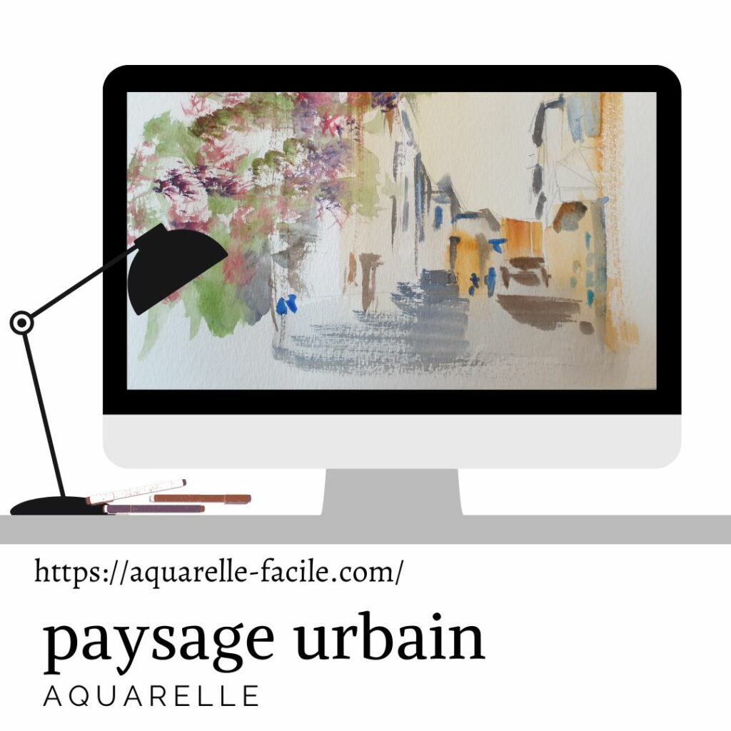  paysage urbain aquarelle