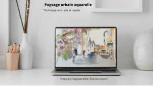 paysage urbain aquarelle facile abstraite