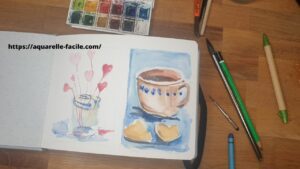 aquarelle facile carte saint valentin