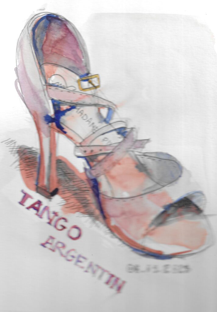 aquarelle facile chaussure de tango argentin madame pivot