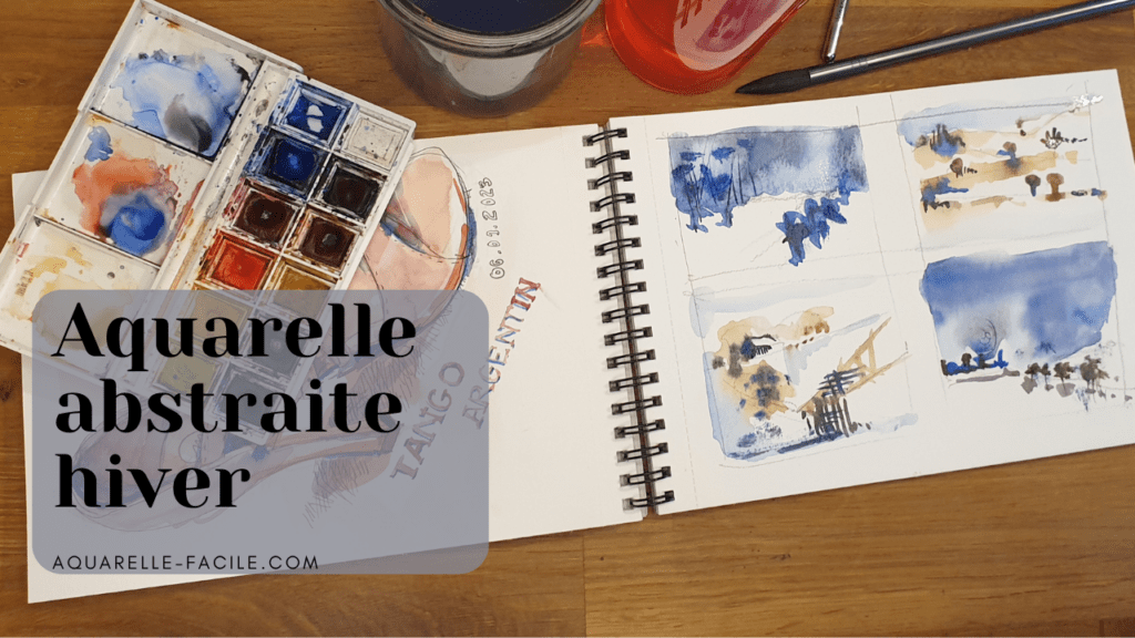 aquarelle abstraite paysage enneigé