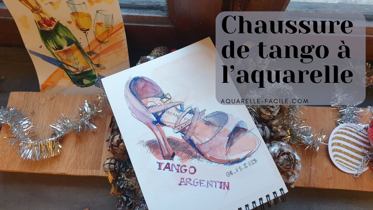 aquarelle facile chaussure de tango argentin madame pivot