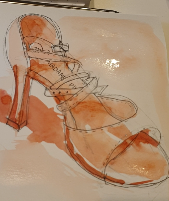 aquarelle facile chaussure a talon