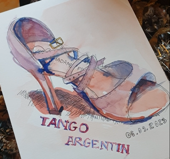 aquarelle facile chaussure a talon