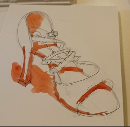 aquarelle facile chaussure a talon