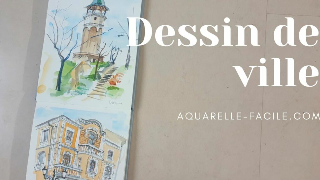 dessin de ville aquarelle