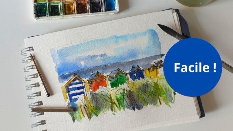 Peinture aquarelle bord de mer facile et rapide - Aquarelle facile