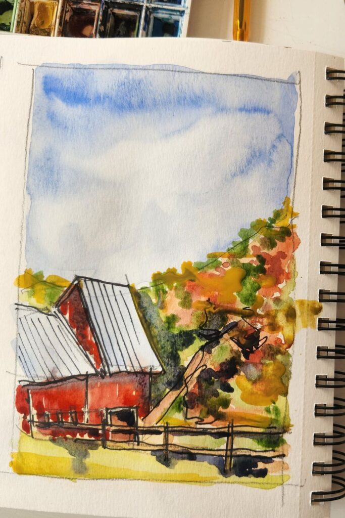 PEINDRE UNE ANCIENNE GRANGE à l'aquarelle