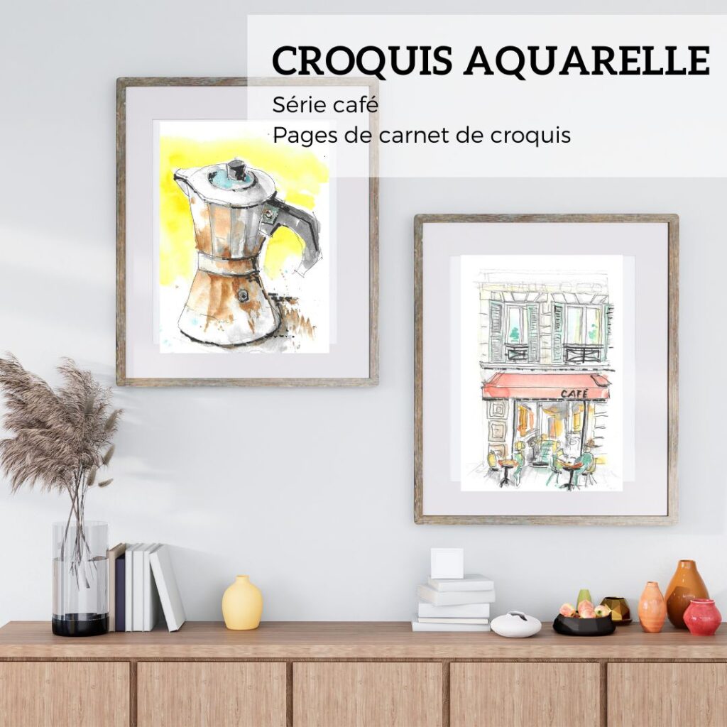 Les aquarelles sur le thème de café sont téléchargeables sur le shop!