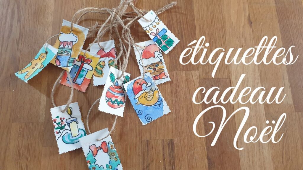 DIY etiquettes de Noel pour les cadeaux aquarelle facile