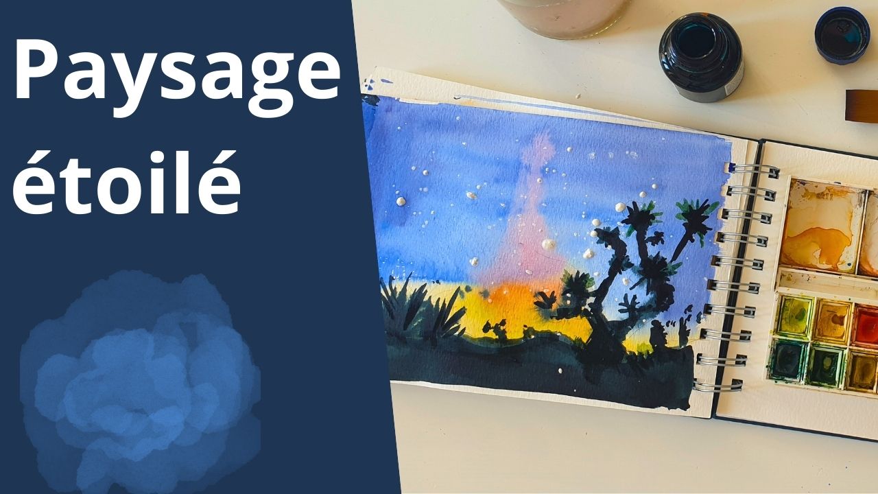 aquarelle facile paysage etoile