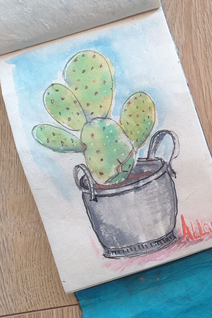 aquarelle facile cactus