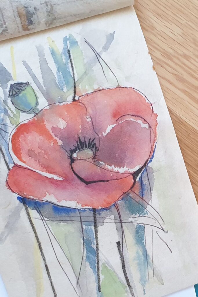 peindre un coquelicot à l'aquarelle