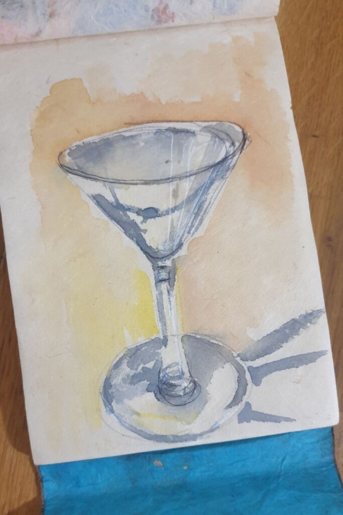 Un dessin par jour à l'aquarelle: verre de cocktail