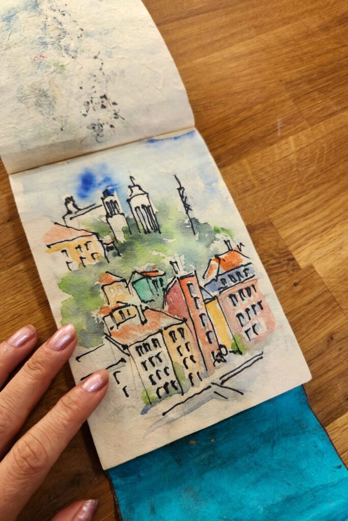 aquarelle dessin architecture lyon berges du rhone croix rousse