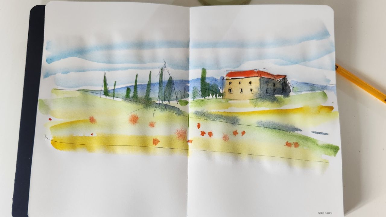 aquarelle facile maison de campagne (1)