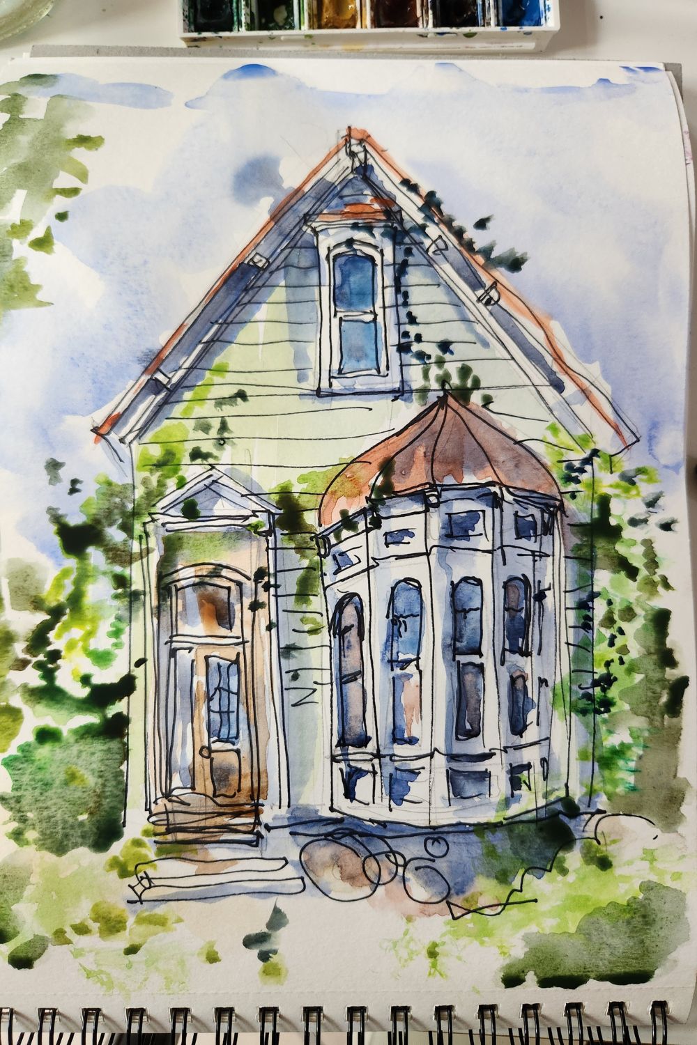 aquarelle facile maison hantee (2) aquarelle maison hantée