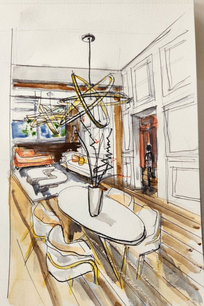 Comment peindre un intérieur à l’aquarelle ? | Croquis contemporain 
