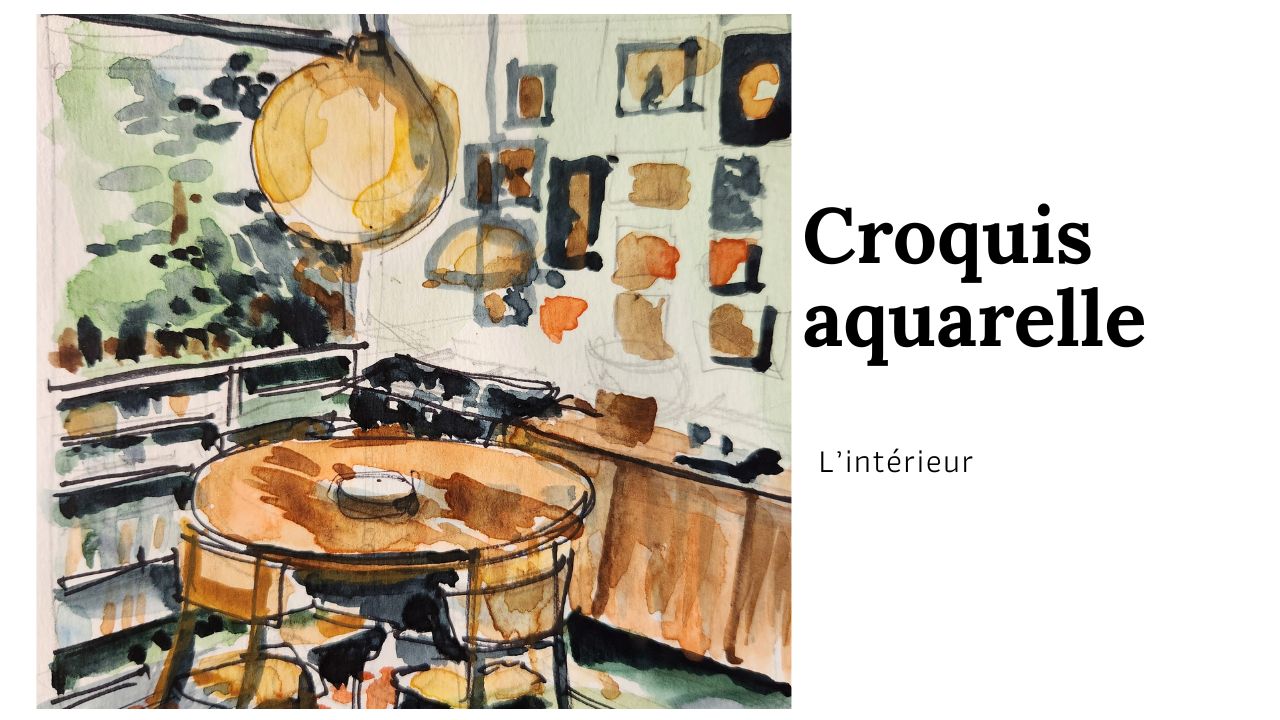 aquarelle interieur maison