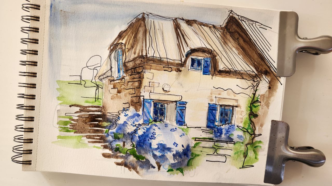 dessin gîte aquarelle bretagne